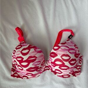 Victoria's Secret Red and Pink Lips Print T Shirt Bra